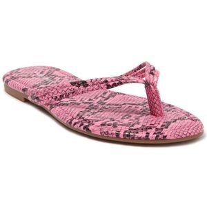 14th & Union Dessie Pink Python Print Strappy Thong Flat Sandal